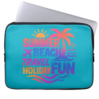 Lebhafte Sommertypografie-Collage mit grafischem F Laptopschutzhülle