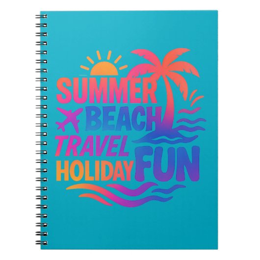 Lebhafte Sommertypografie-Collage mit grafischem F Notizblock (Vorderseite)