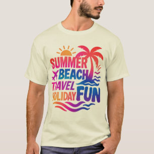 Lebhafte Sommertypografie-Collage mit grafischem F T-Shirt