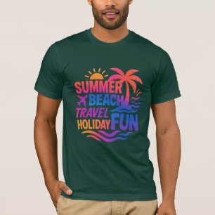Lebhafte Sommertypografie-Collage mit grafischem F T-Shirt