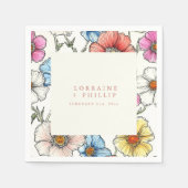 Lebhafte Sommerwilde Blume Hochzeitslippe Serviette (Vorderseite)