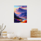 Lebhafte Sonnenaufgang Landschaft Digitale Malerei Poster (Küche)