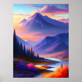 Lebhafte Sonnenaufgang Landschaft Digitale Malerei Poster