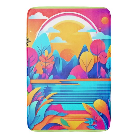 Lebhafte Sonnenaufgangslandschaft Badematte (Vorderseite Vertikal)
