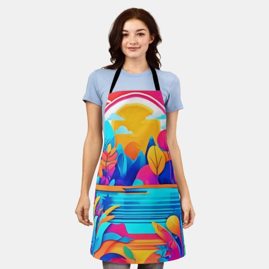 Lebhafte Sonnenaufgangslandschaft Schürze (Getragen)