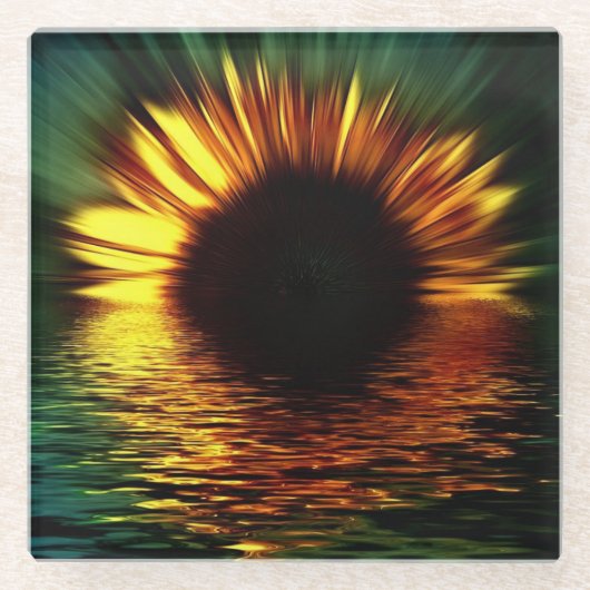 Lebhafte Sonnenblume Glasuntersetzer (Vorderseite)