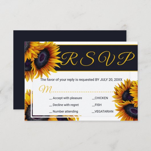 Lebhafte Sonnenblumen | Sommerhochzeiten RSVP Karte (Vorne/Hinten)