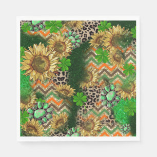 Lebhafte Sonnenblumen und Kleeblatt Serviette