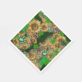 Lebhafte Sonnenblumen und Kleeblatt Serviette (Ecke)