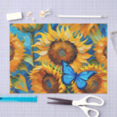 Lebhafte Sonnenblumen und Schmetterlinge Seidenpapier (Handwerk)