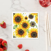 Lebhafte Sonnenblumen Wasserfarben-Muster Serviette (Beispiel)