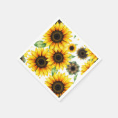 Lebhafte Sonnenblumen Wasserfarben-Muster Serviette (Ecke)