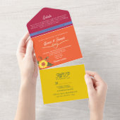 Lebhafte Sonnenblumenhochzeit All In One Einladung (Abreißen)