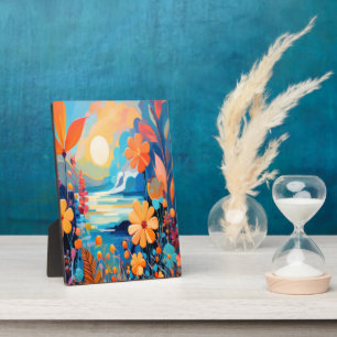 Lebhafte Sonnenuntergänge, florale Landschaft Kuns Fotoplatte