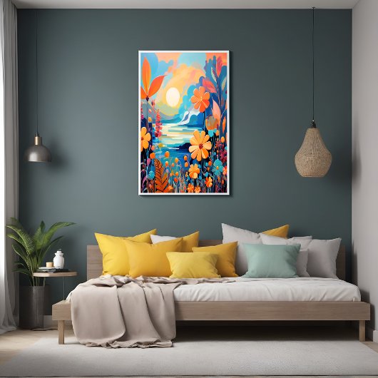 Lebhafte Sonnenuntergänge, florale Landschaft Kuns Poster