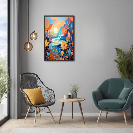 Lebhafte Sonnenuntergänge, florale Landschaft Kuns Poster