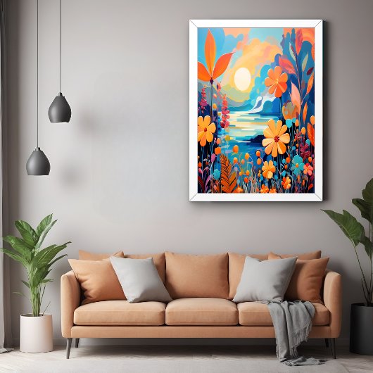 Lebhafte Sonnenuntergänge, florale Landschaft Kuns Poster