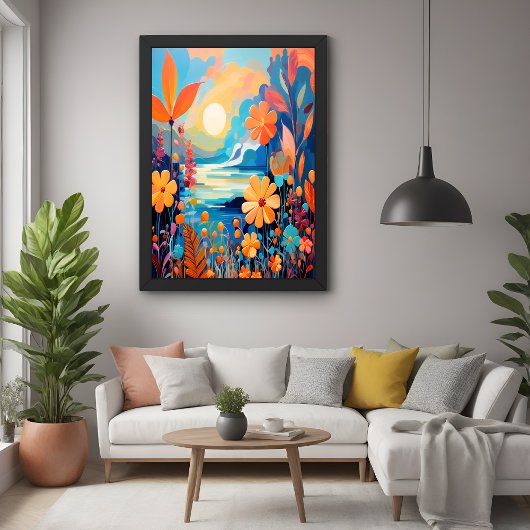 Lebhafte Sonnenuntergänge, florale Landschaft Kuns Poster