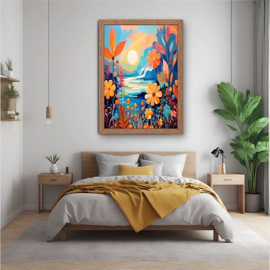 Lebhafte Sonnenuntergänge, florale Landschaft Kuns Poster