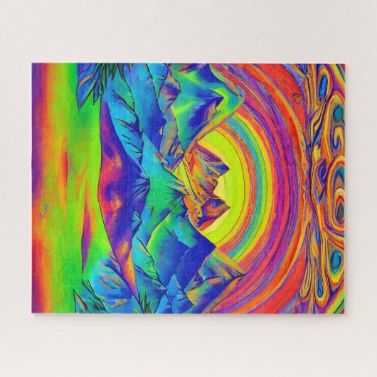 Lebhafte Sonnenuntergänge Landschaft Psychadelisch Puzzle (Horizontal)