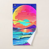 Lebhafte Sonnenuntergangslandschaft Badhandtuch Set (Handtuch)