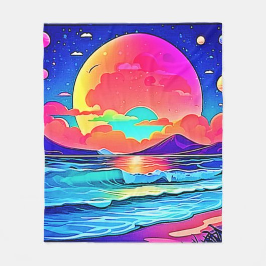 Lebhafte Sonnenuntergangslandschaft Fleecedecke (Vorderseite)