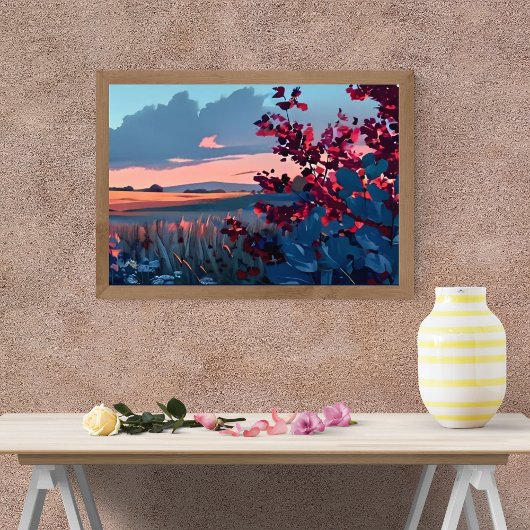 Lebhafte Sonnenuntergangslandschaft Fotodruck