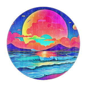 Lebhafte Sonnenuntergangslandschaft Schneidebrett