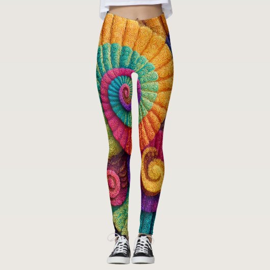Lebhafte Spiral-Abstrakte Muster Leggings (Vorderseite)