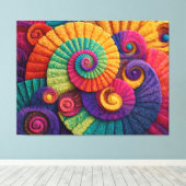 Lebhafte Spiral-Abstrakte Muster Leinwanddruck (Insitu (Holzboden))