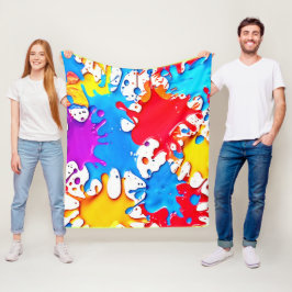 Lebhafte Splash der Neonfarben Fleecedecke