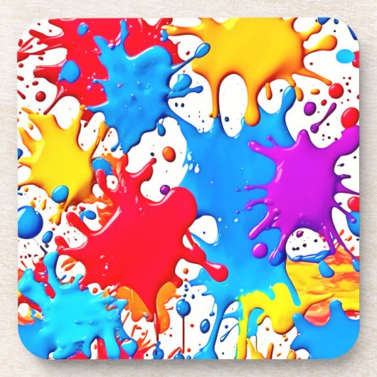 Lebhafte Splash der Neonfarben Getränkeuntersetzer (Vorderseite)