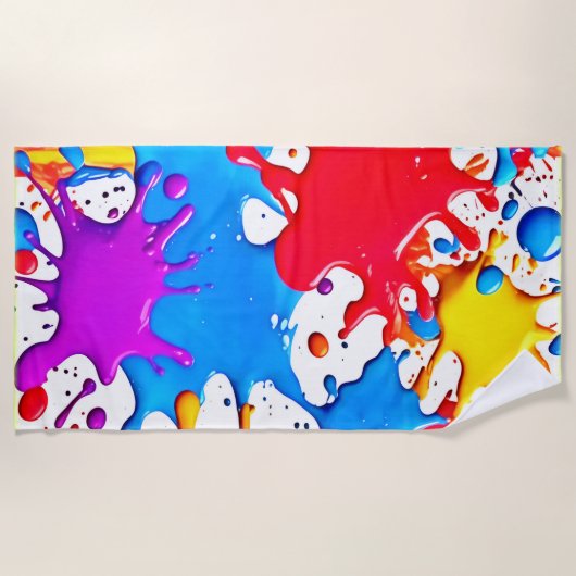 Lebhafte Splash der Neonfarben Strandtuch (Vorderseite)