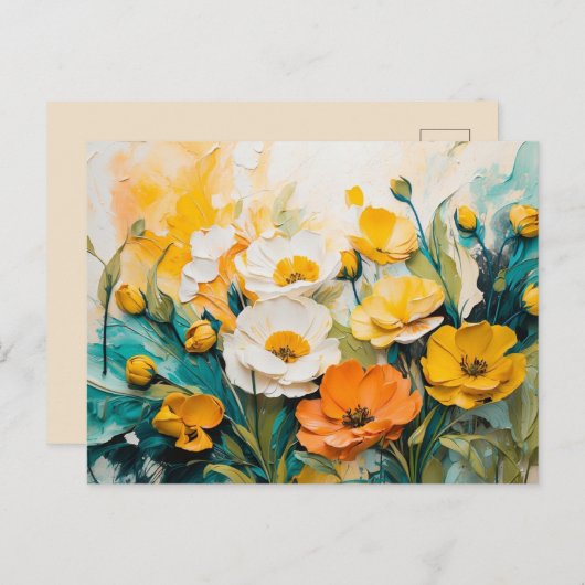 Lebhafte Springtime-Blüten Öl Akrylus Postkarte (Vorne/Hinten)
