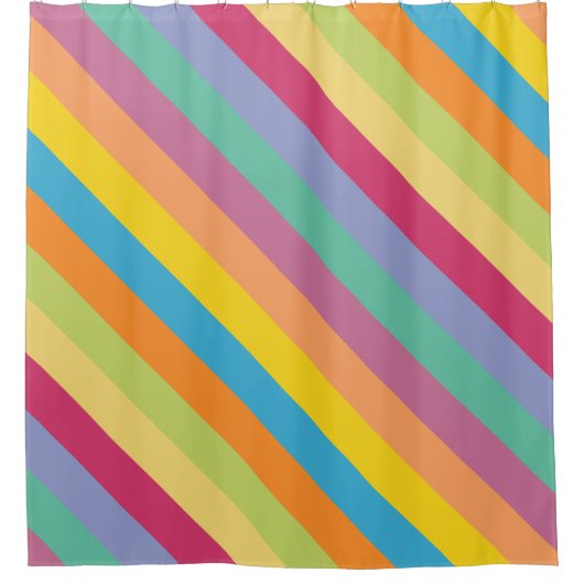 Lebhafte Springtime Diagonale Streifen Duschvorhang (Vorderseite)