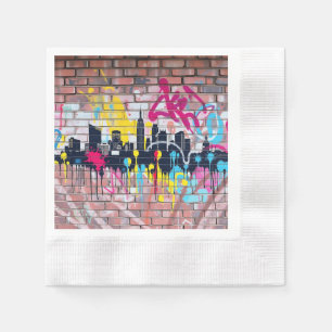 Lebhafte, sprühfarbene Stadtlinie Serviette