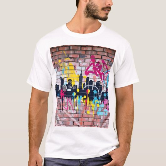 Lebhafte, sprühfarbene Stadtlinie T-Shirt (Vorderseite)