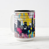 Lebhafte, sprühfarbene Stadtlinie Zweifarbige Tasse (Vorderseite Links)