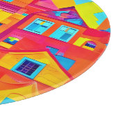 Lebhafte Stadtlandschaft Dreamscape Kunst Schneidebrett (Ecke)