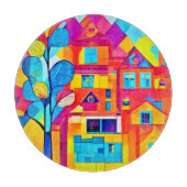 Lebhafte Stadtlandschaft Dreamscape Kunst Schneidebrett (Vorderseite)