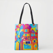 Lebhafte Stadtlandschaft Dreamscape Kunst Tasche (Vorderseite)