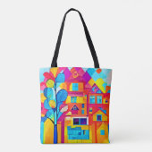 Lebhafte Stadtlandschaft Dreamscape Kunst Tasche (Rückseite)