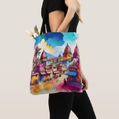Lebhafte Stadtmauer - Wasserfarben Kunst Tasche (Von Nahem)