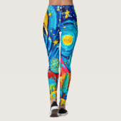 Lebhafte Starry Night Style Art Leggings (Rückseite)