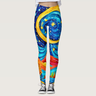 Lebhafte Starry Night Style Art Leggings