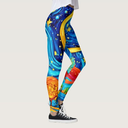 Lebhafte Starry Night Style Art Leggings (Rechts)