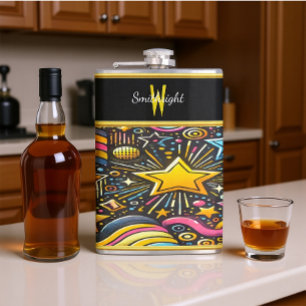 Lebhafte Sterne und Wirbel schaffen Energie Flachmann