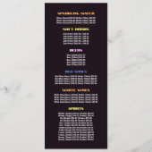 Lebhafte Streifen, Restaurant Slimline Menükarte (Rückseite)