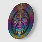 Lebhafte Strukturen Farbenfrohe Abstrakte Fraktal  Große Wanduhr (Winkel)