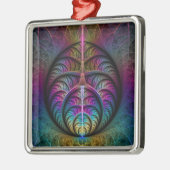 Lebhafte Strukturen Farbenfrohe Abstrakte Fraktal  Ornament Aus Metall (Links)